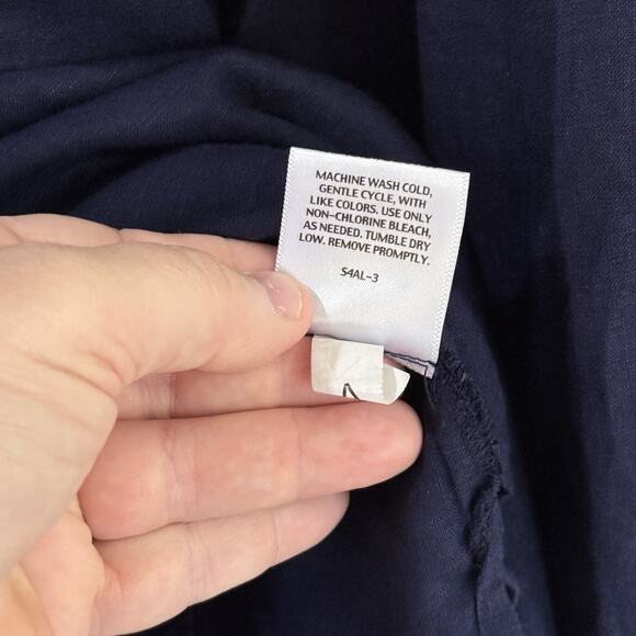 Eileen Fisher Navy Blue 100% Irish Linen Long Sleeve Button Up Shirt Womens XL - Picture 8 of 12